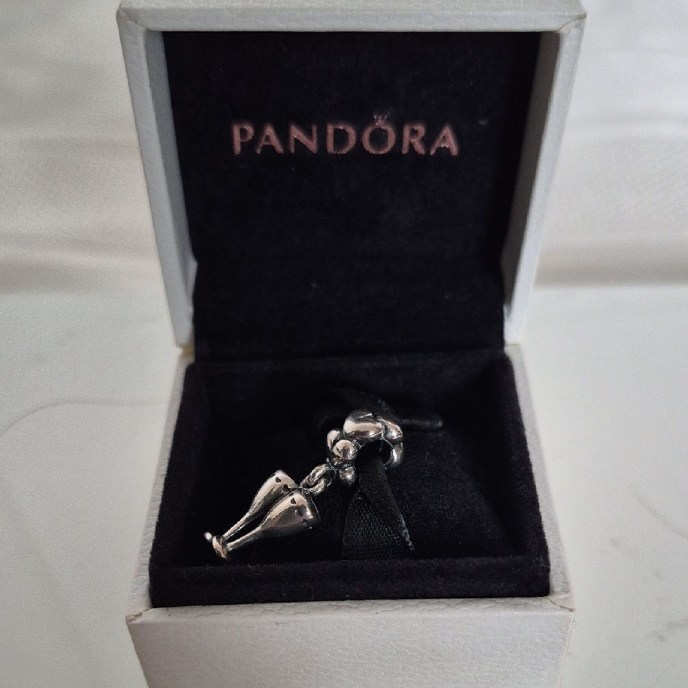 Pandora Silver Champagne Flute Dangle Charm